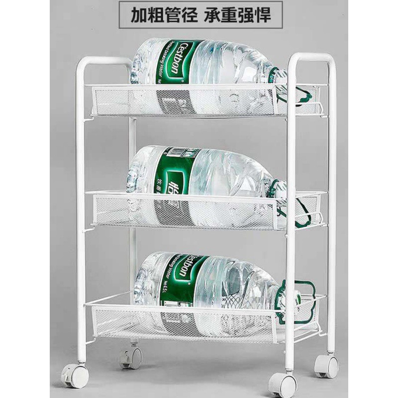 厨房置物架卧室收纳架子落地小推车零食架子家用储物架可移动带轮收纳层架 三维工匠高清大图