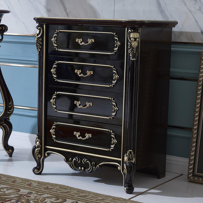 欧式五斗柜四斗橱客厅卧室简约美式三斗柜组合抽屉式储物柜黑缠色 黑缠酒红色四斗柜700*495*898组装