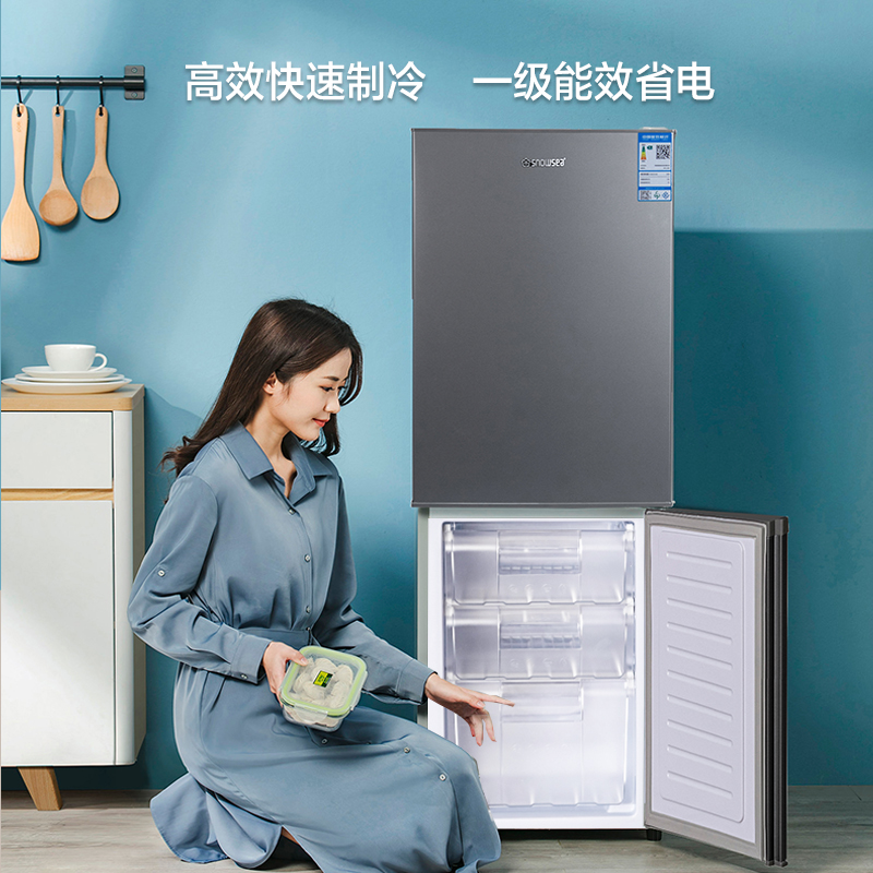 香雪海 小冰箱 家用小型双门冰箱 一级能效电冰箱 节能冷藏冷冻 租房 宿舍冰箱 206天际灰高清大图