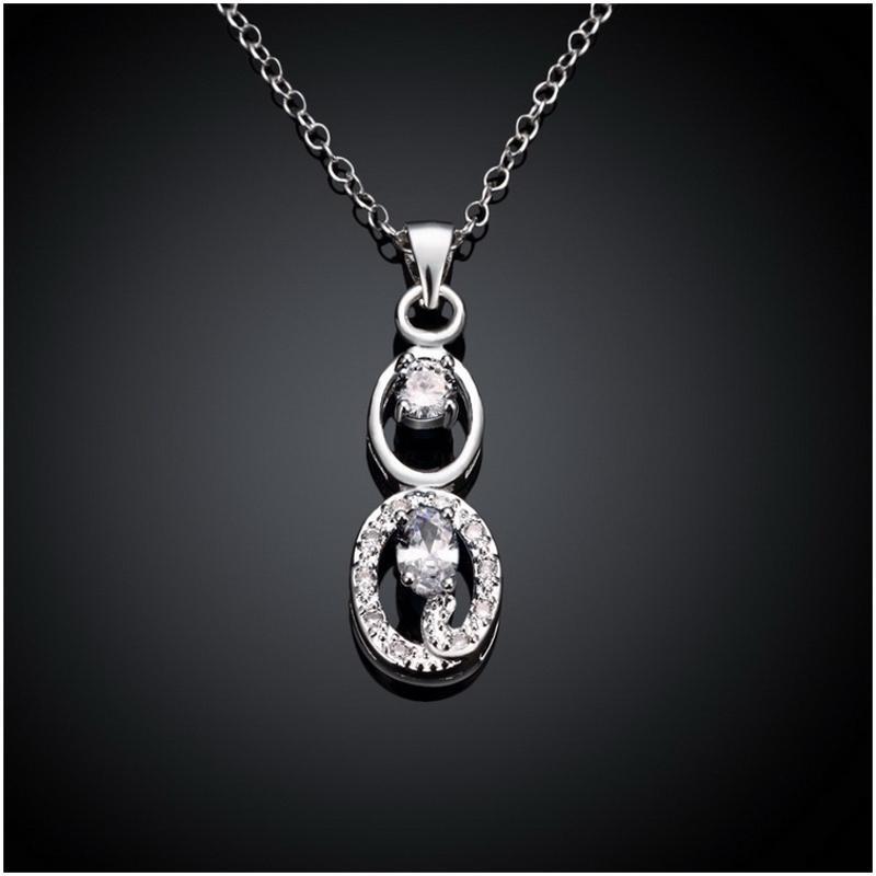 N098Women Silver Necklace 日韩时尚水晶坠项链女防过敏银饰品送女朋友七夕情人节礼物