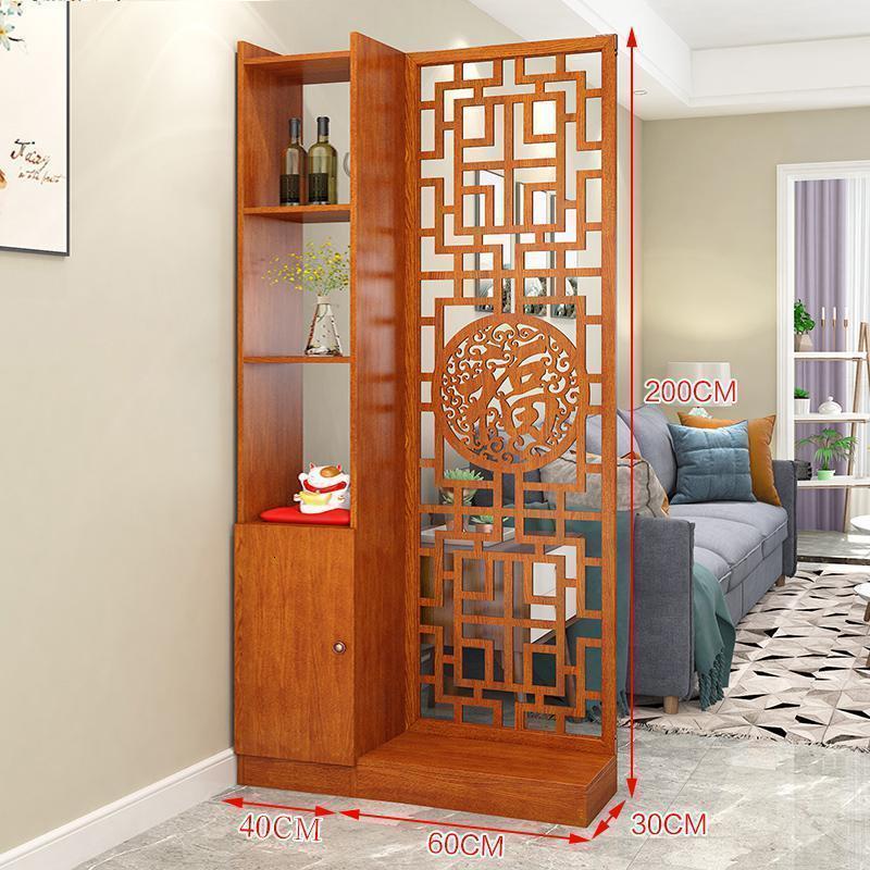 森美人入户屏风客厅新中式双面镂空隔断柜装饰置物架进玄关柜简约现代 复古祥云福带门款高200*宽100cm备注颜色组装框架结构
