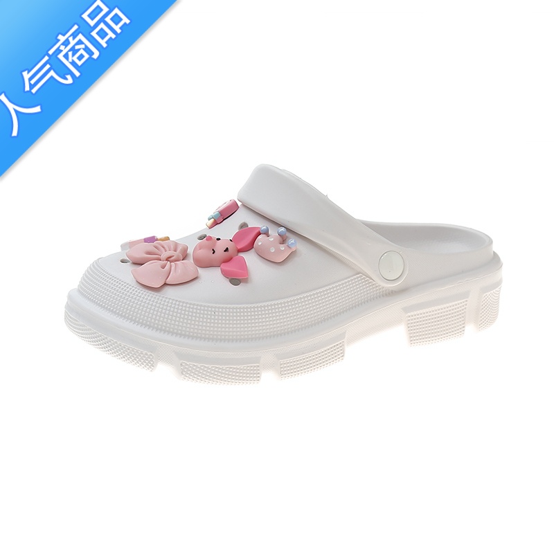 SUNTEK可爱小猪厚底VA洞洞鞋女夏防滑网红卡通松糕软底老爹鞋沙滩外糕高清大图