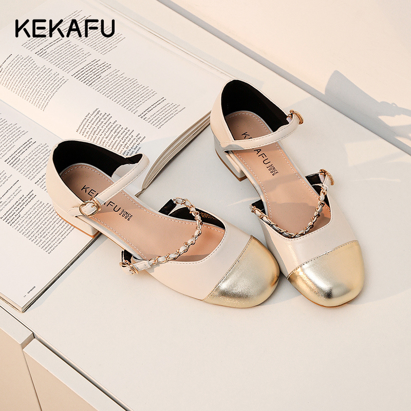 珂卡芙小香风凉鞋女夏季2023新款外穿法式包头百搭平底玛丽珍女鞋