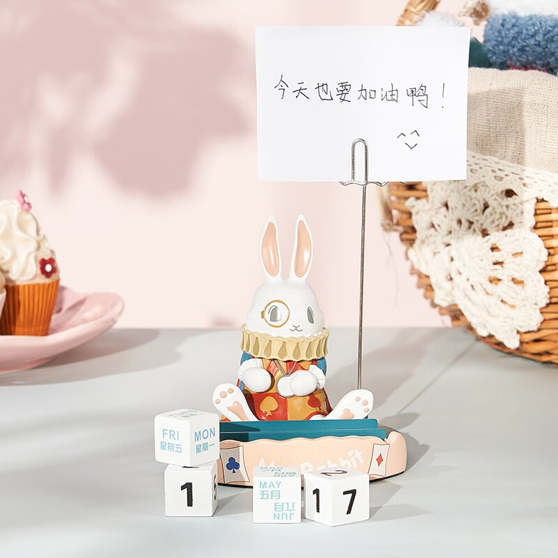 大英博物馆日历摆件爱丽丝漫游奇境怀表兔日历便签送男女生日新婚情人节礼物 怀表兔日历便签夹小摆件高清大图