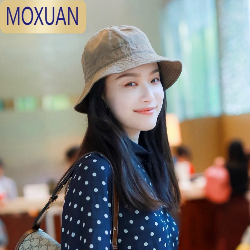 moxuan倪妮明星同款渔夫帽女ins日系盆帽春秋季遮阳帽休闲百搭盆帽