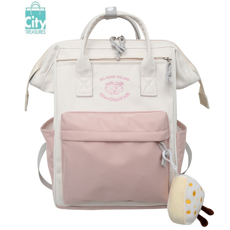 bangdou书包女初中生日系文艺大容量小学生双肩包百搭可爱简约背包ins