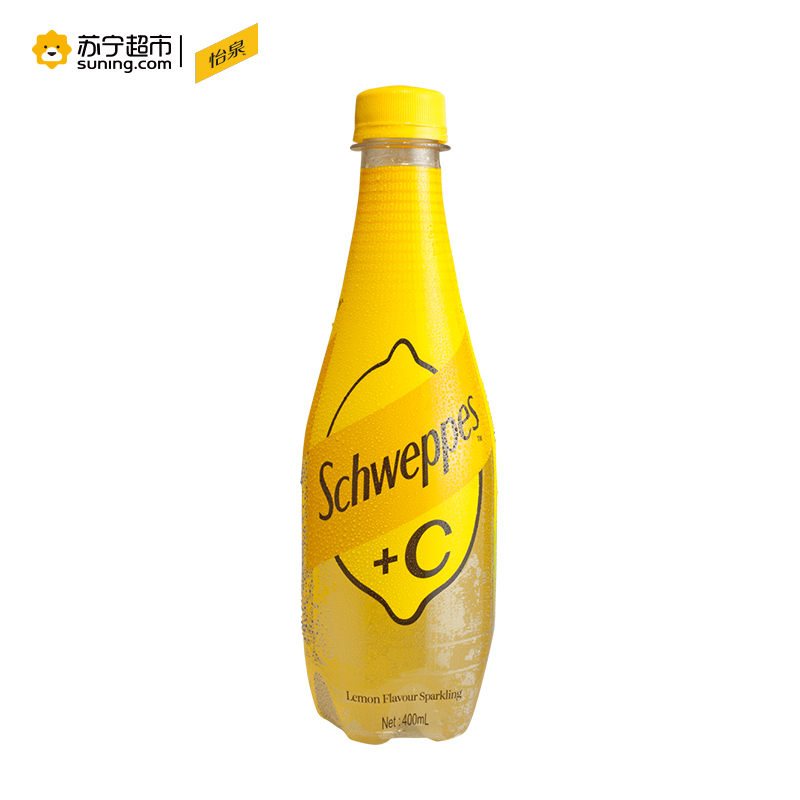 怡泉 Schweppes +C 柠檬味 汽水饮料 含维生素C 400ml*24瓶 整箱装 可口可乐出品