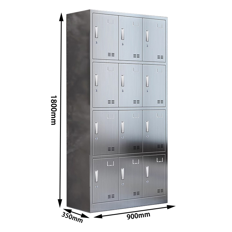 景福达不锈钢杂物柜十二门900*350*1800mm台高清大图