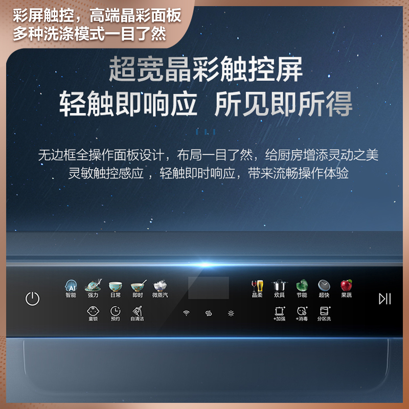 海尔14套家用嵌入式全自动洗碗机HWY14-186BKU1 80℃双微蒸汽消毒除菌 智能开门烘干刷碗机高清大图
