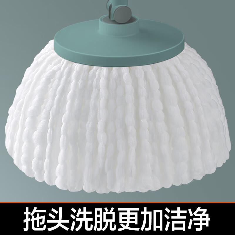 大卫旋转拖把自动拖把好神拖地免手洗拖把桶拖把杆家用干湿两用墩布 加强杆+金属篮+2拖头(青山黛)高清大图
