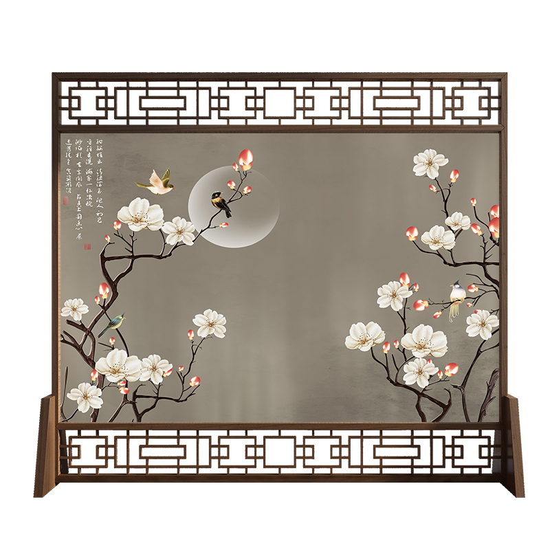 定制屏风隔断墙装饰客厅卧室办公室酒店中式实木入户玄关座屏 220*180左右镂空胡桃木（推荐）整装