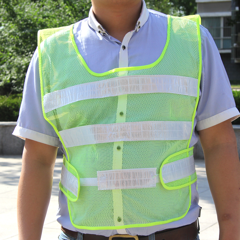 趣行 反光衣 反光背心 荧光黄绿 银条高亮汽车交通安全警示马甲 环卫施工执勤骑行安全服