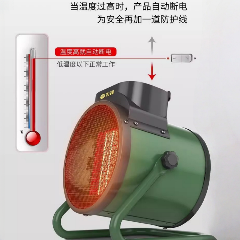 先锋工业电暖风机 3KW大功率 烘干取暖设备 商用热风机 工厂房大棚养殖育雏取暖器工业热风机 SFP3-19A高清大图