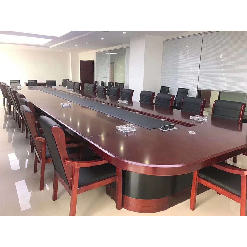 木上简MSJ-051354会议桌长条简约复古大型椭圆形会议桌长桌合红胡桃贴实木皮 红胡桃色6*2*0.76