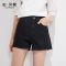 拉夏贝尔拉贝缇黑色牛仔短裤女夏季新款韩版高压显瘦火cec