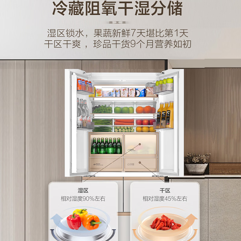 海尔(Haier)法式五门冰箱512升容量 变频风冷一级能效超薄零嵌入全空间保鲜 BCD-512WGHMD1BY6U1高清大图