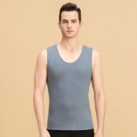 猫人男士保暖背心男秋冬季无痕发热修身打底衫抗菌羊绒无袖上衣 3XL 灰蓝
