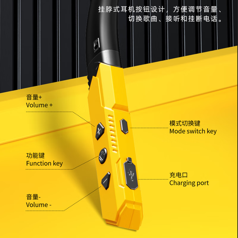 勒沃低延时游戏挂脖式蓝牙耳机LV-GM1高清大图