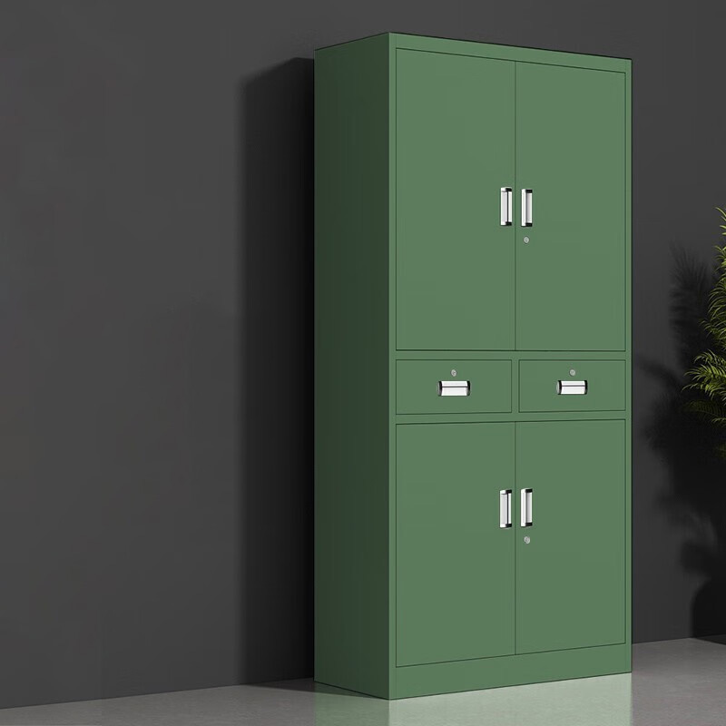 帅畅绿色铁皮文件柜办公室档案柜资料柜财务凭证柜钢制办公柜加厚二斗铁高清大图