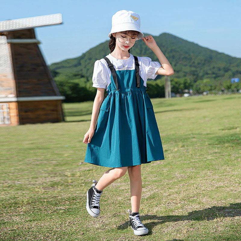 女童夏装连衣裙新款洋气网红小女孩韩版清新收腰显瘦儿童裙子
