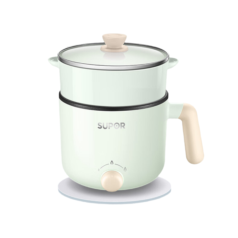 苏泊尔(SUPOR) 电煮锅1.2L 单人电火锅不沾内锅 蒸炖煮涮 极简旋钮2档火力 H12YK29