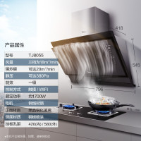 美的(Midea)20m³爆炒大吸力一键自清洗侧吸式抽油烟机燃气灶烟灶套餐(天然气)TJ8055+Q590B