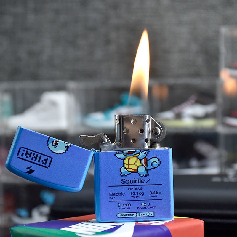 可爱卡通煤油打火机个性防风火机磨砂轮创意火机生日礼物新款恐龙绘画