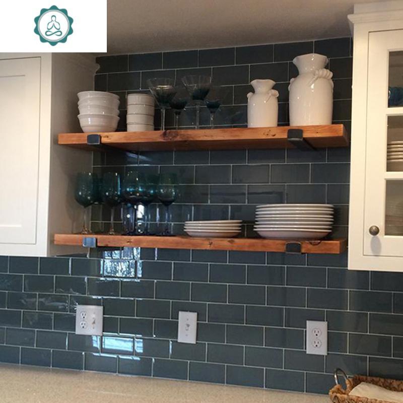 墙上置物架实木壁挂装饰隔板复古创意一字搁板架木工板