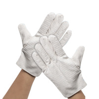 厚玖24线红边帆布手套白甲帆布耐磨劳保手套100g±5米色1副/装