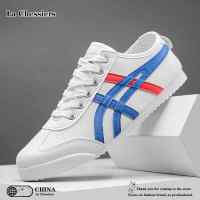 La Chessiers阿甘鞋男2024新款春秋季透气休闲运动跑步鞋复古百搭老爹鞋潮男休闲鞋 白蓝 43码