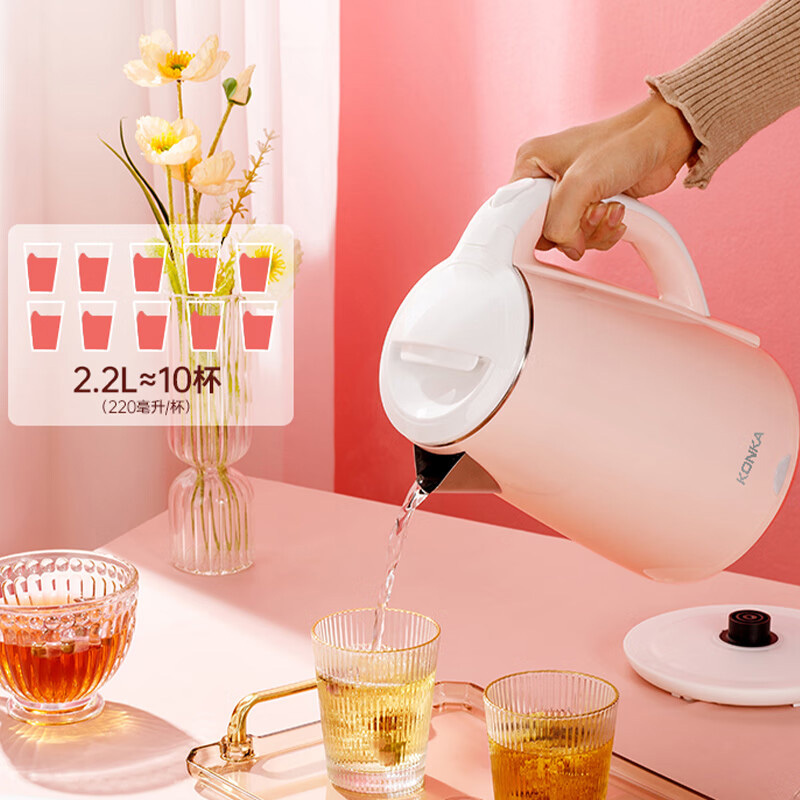 康佳电水壶2.2L双层防烫耐用不锈钢电水壶KEK-15DG2236(A)高清大图