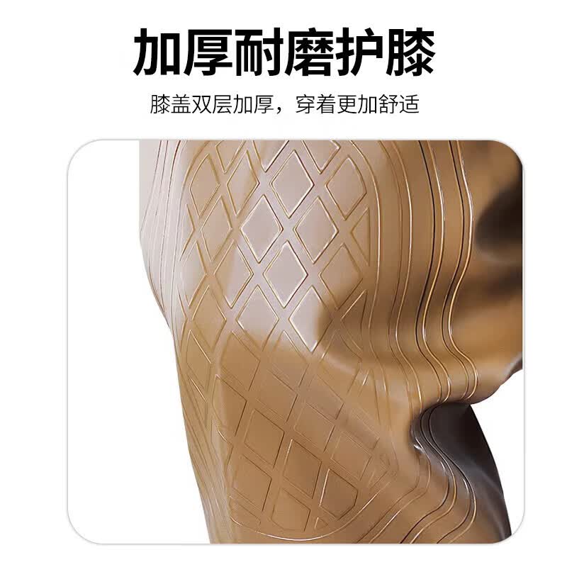 正亿达下水裤水裤雨裤带雨鞋防水衣服半身全身连体劳保皮裤 黄色-护膝双防护 43高清大图