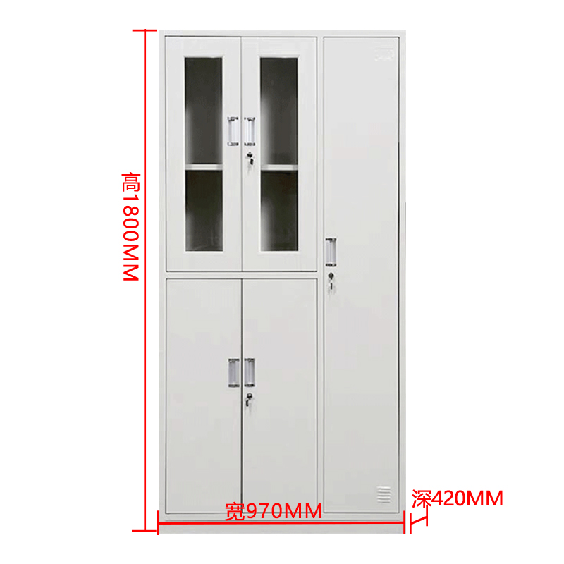缑氏收纳柜财务档案柜资料柜加厚文件柜办公室带锁铁皮柜五门更衣柜高清大图