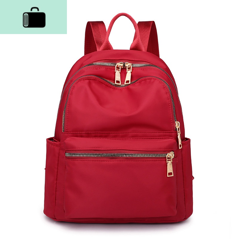 双肩包女2020新款韩版牛津布小背包女士百搭时尚大容量帆布书包包NEWLAKE 标码红色