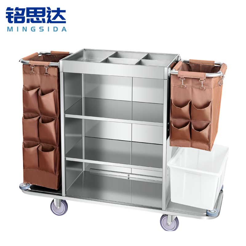 铭思达不锈钢布草车140cm个高清大图