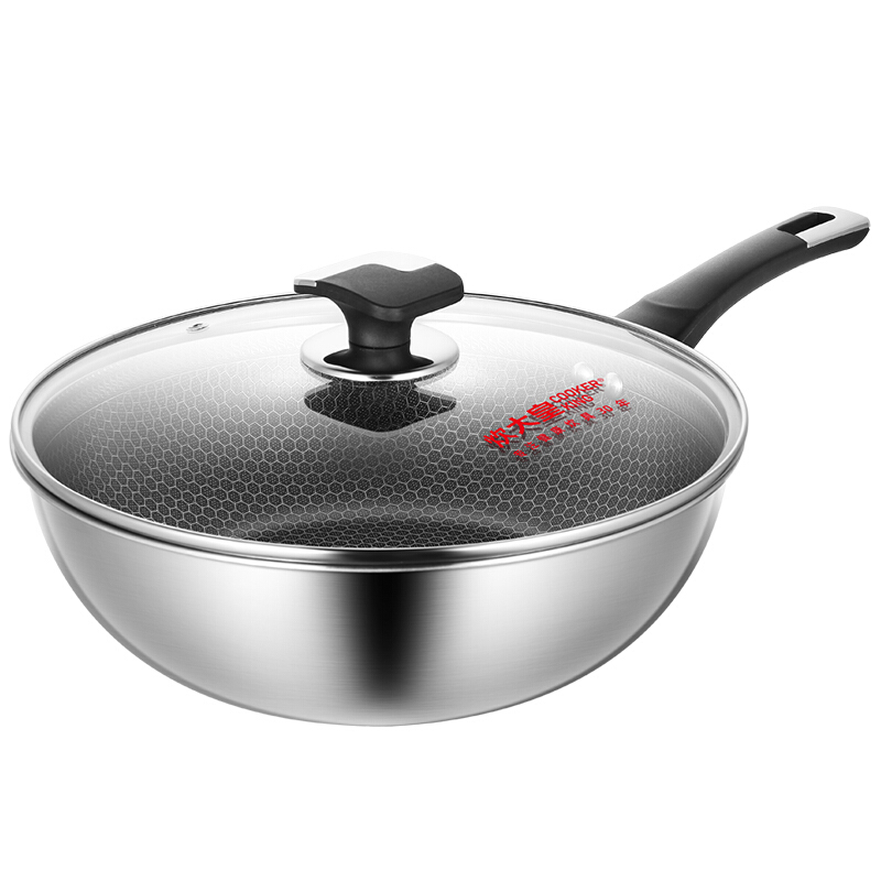 【新品】炊大皇炒锅304不锈钢炒菜锅28cm不粘锅平底锅可用不锈钢锅铲燃气煤