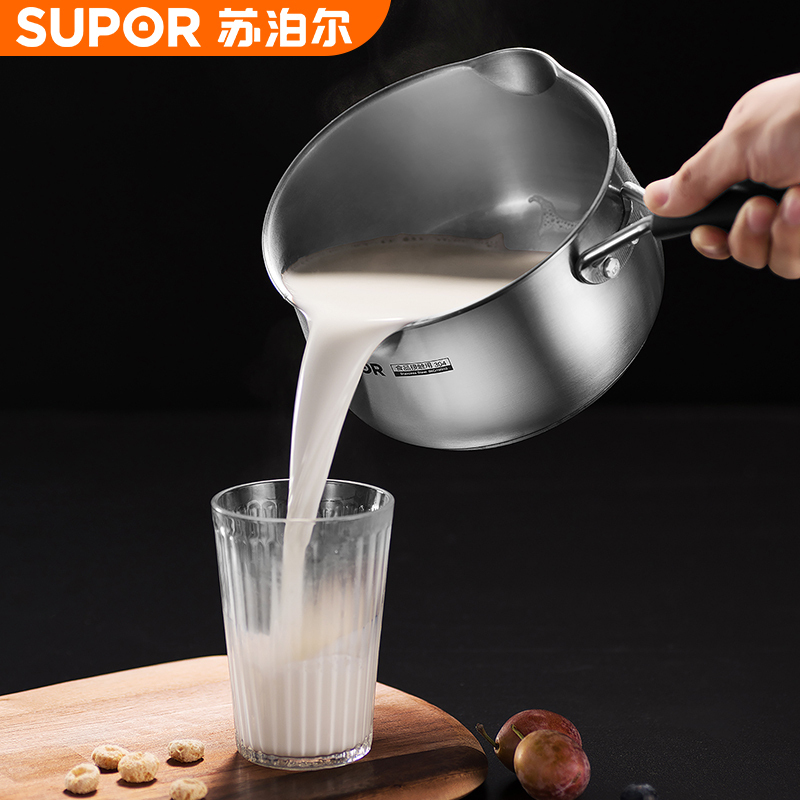 苏泊尔(SUPOR)304不锈钢小红圈示温汤锅奶锅煮锅ST18JA1可立盖18CM 复底汤锅电磁炉燃气通用高清大图
