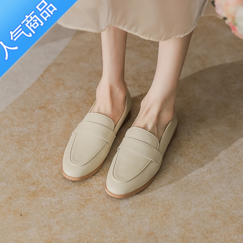 SUNTEK小皮鞋女英伦风春秋新款黑色加绒鞋工作鞋百搭平底单鞋乐福鞋高清大图