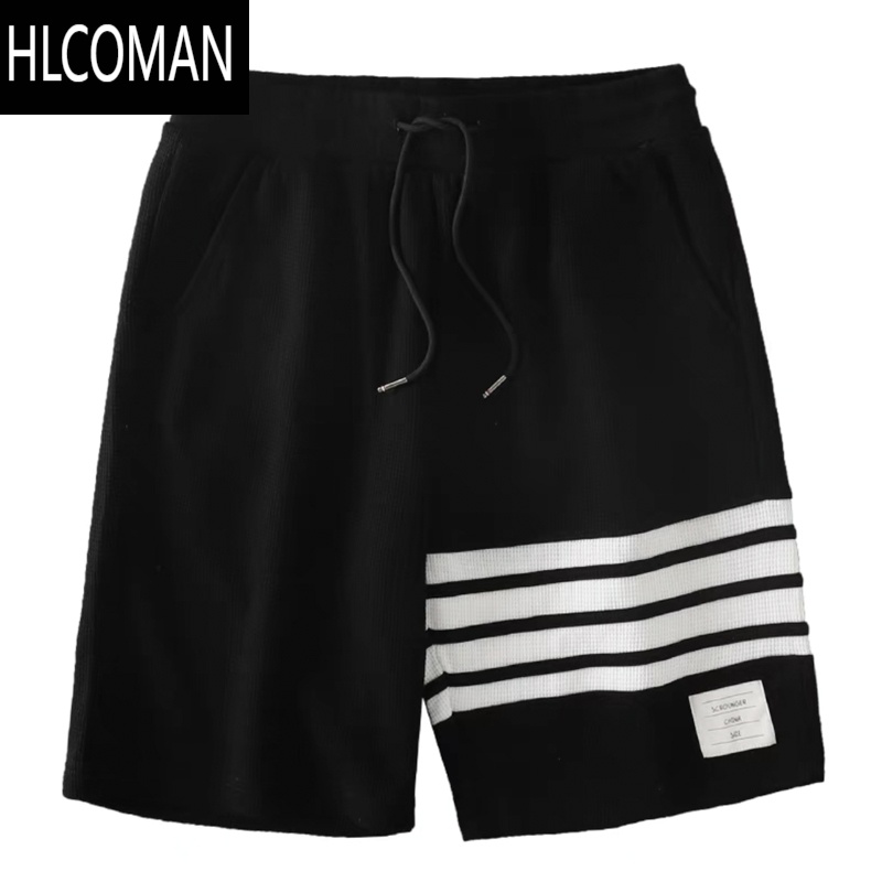 HLCOMANTB华夫格短裤男夏季外穿透气速干四条杠五分裤运动休闲中裤男卫裤