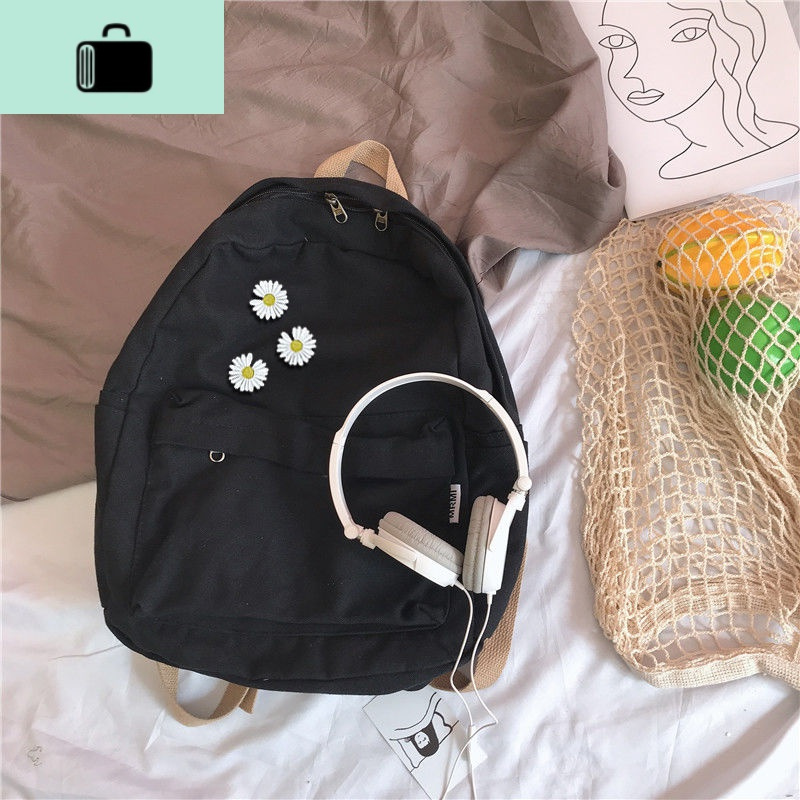 ins古着感书包女韩版校园复古做旧水洗帆布双肩森系简约百搭背包NEW LAKE女手包