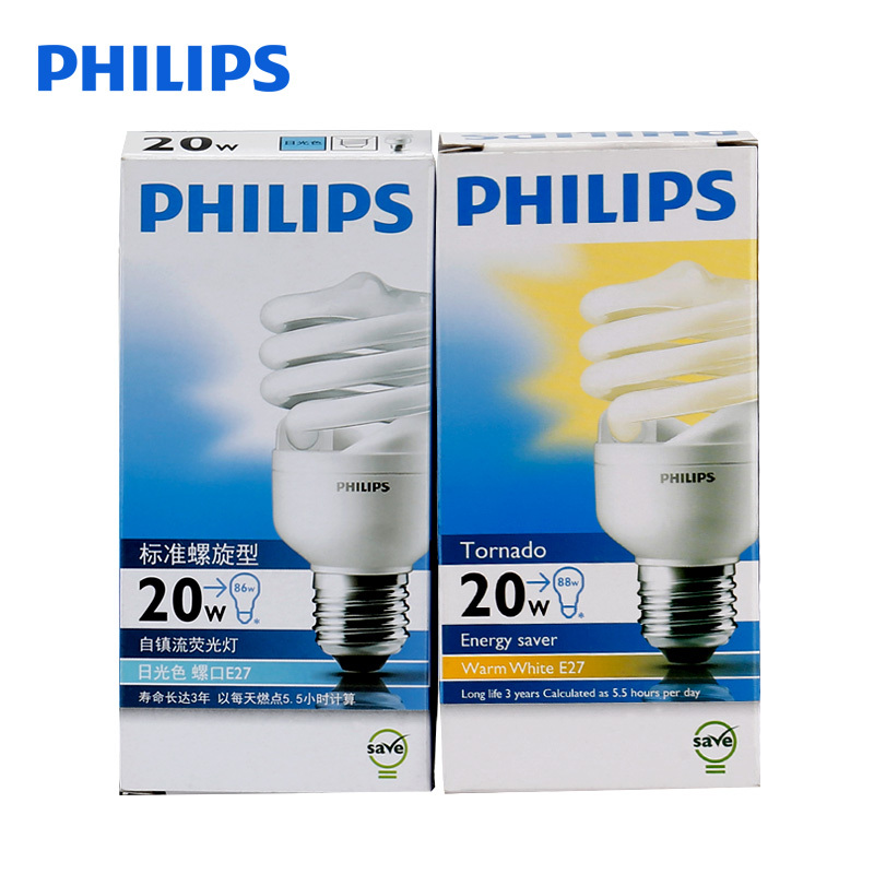 飞利浦(Philips) 20W E27 螺旋节能灯泡 6500K白光 24只 (单位:件)