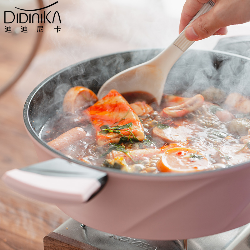 迪迪尼卡(Didinika)2019新款28cm浅汤锅家用麦饭石不粘锅多功能双耳煮锅