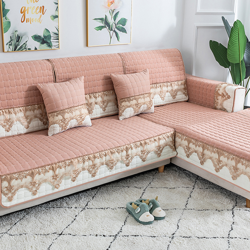 家柏饰(CORATED)四季通用防滑沙发垫坐垫子布艺全包萬能沙发套罩沙发盖布沙发巾 清婉香槟 70*150cm高清大图