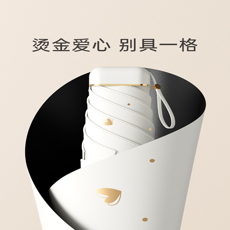 左都 ZD140烫金卡片伞遮阳伞 胶囊壳款 云朵白高清大图
