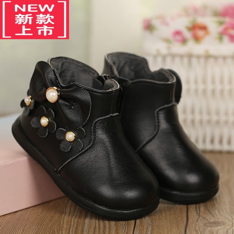 可莉允儿童靴子女宝宝鞋子1-3岁秋冬款女童冬鞋短靴公主加绒小皮鞋2图片