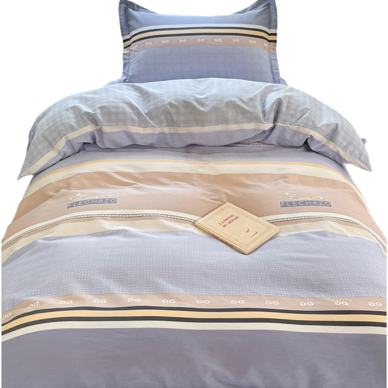 铭思沃床笠款三件套1.2米床 蓝条纹 套高清大图