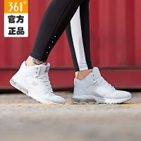 361°女鞋高帮跑步鞋361度女款白色气垫跑步鞋防滑运动鞋女