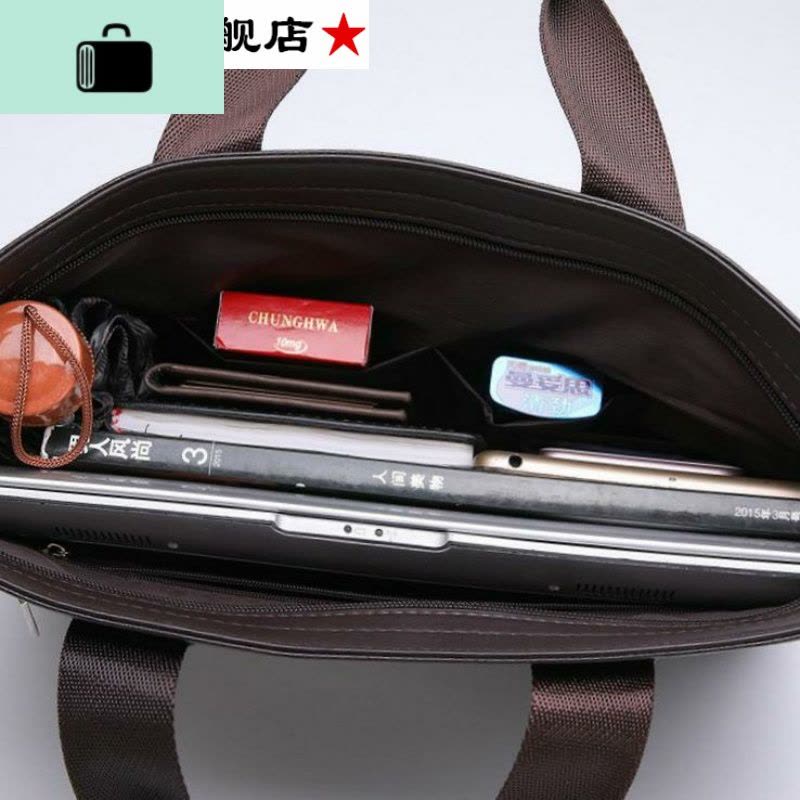 新款皮质质感男士休闲包商务手提包电脑包公文包单肩包斜挎包NEW LAKE男士手提包图片