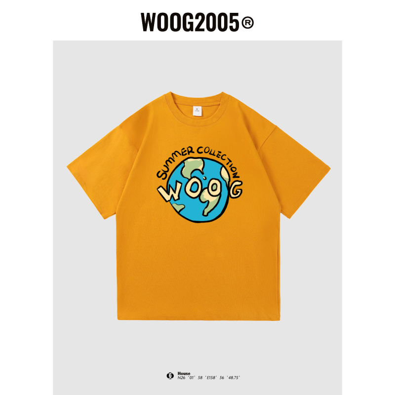 WOOG2005ins潮牌T恤男圆领宽松百搭上衣潮流休闲简约半袖情侣装