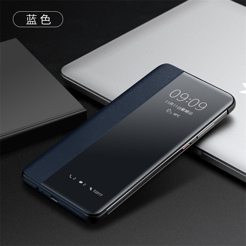 送充电器]溪特 华为mate30pro手机壳原装翻盖式接听电话皮质保护壳6.39英寸)抗爆防摔保护套商务视窗智能休眠皮套